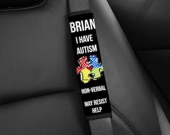 Autism Seatbelt Cover - PERSONALIZED to Meet Your Needs / Seat Belt Cover / Autism Awareness / Non Verbal / Medical Alert