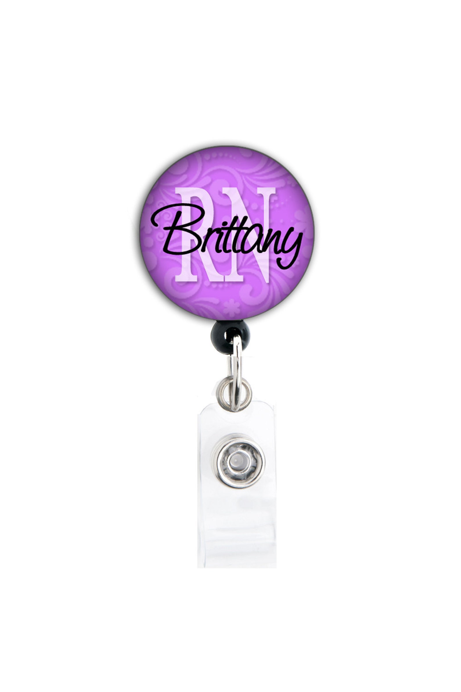 Retractable ID Badge Holder Personalized Name and Title Etsy