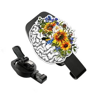 MRI Safe Badge Holder, Brain Sunflower Acrylic, Retractable Badge, Non Ferrous Badge,  MRI Safe Badge Reel