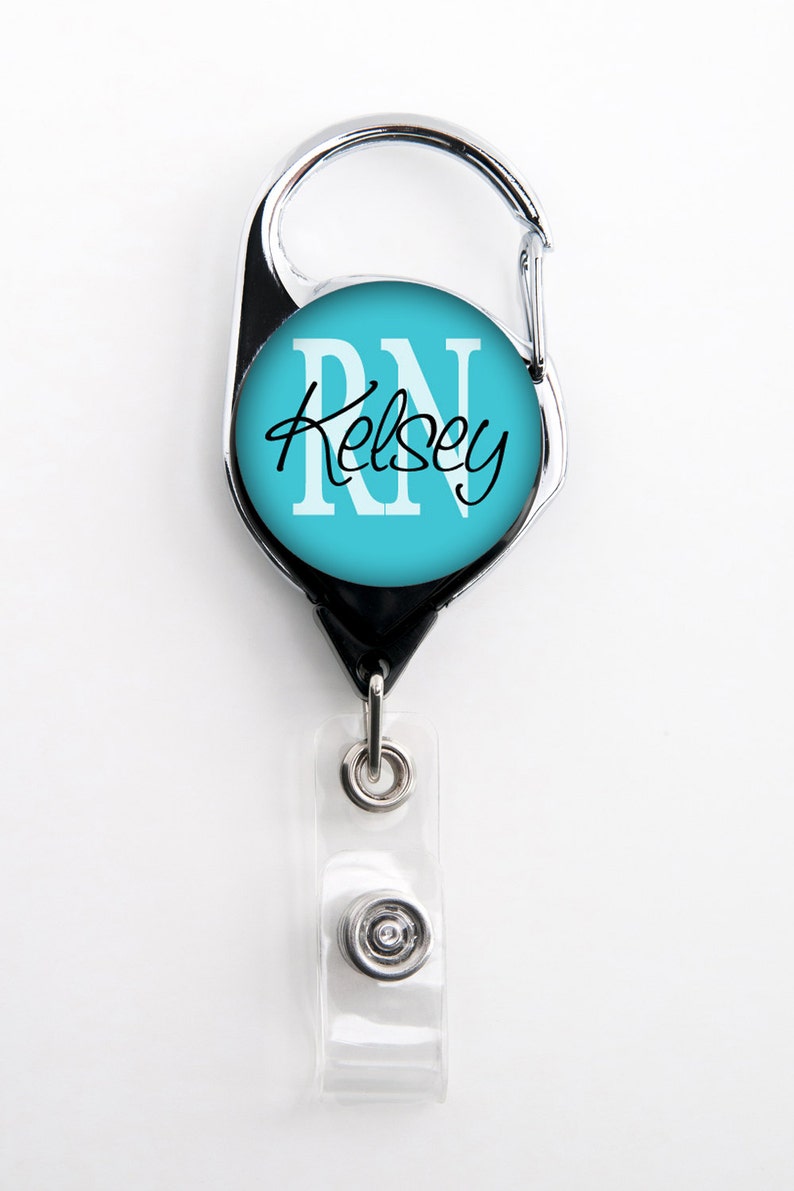 Carabiner Retractable Badge Holder Your Choice of Graphic Etsy