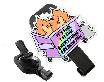 MRI Safe Badge Holder, It's Fine Everything is Freakin' Fine Dumpster Acrylic, Retractable Badge, Non Ferrous Badge,  MRI Safe Badge Reel