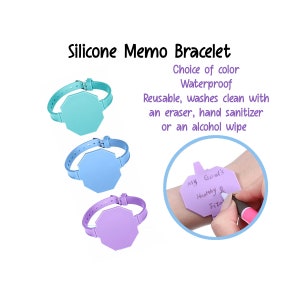 Silicone Memo Bracelet, CHOICE OF COLORS Nurse Accessory, Gift For Nurse , Vital Signs Tracker, Silicone Wrist Band, Reusable, Waterproof image 1