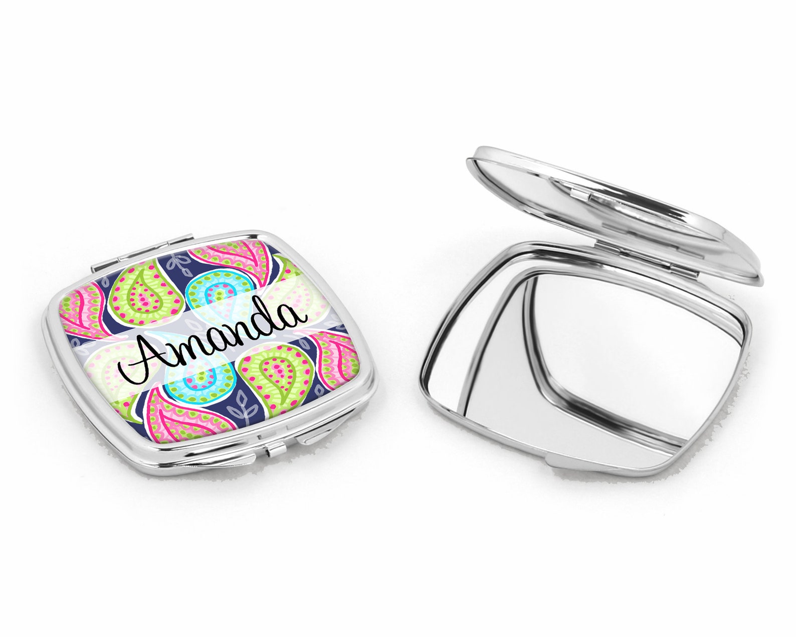 Pocket Mirror Personalized Preppy Paisley Bridesmaid Gift Etsy UK