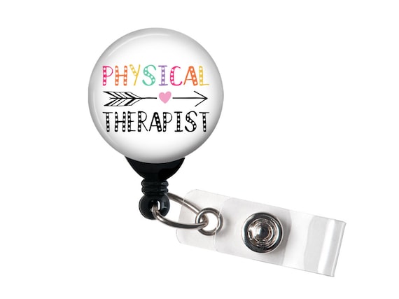 Retractable Badge Reel Physical Therapist Rainbow Arrow Badge
