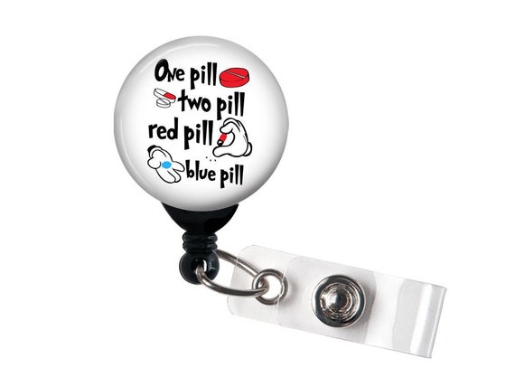 Retractable Badge Reel One Pill Two Pill Red Pill Blue Pill Badge