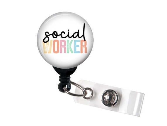 Social Worker Badge Reel, Pastel Badge Holder With Alligator Clip, Carabiner,  Lanyard / Social Work / Badge Clip / LSW 