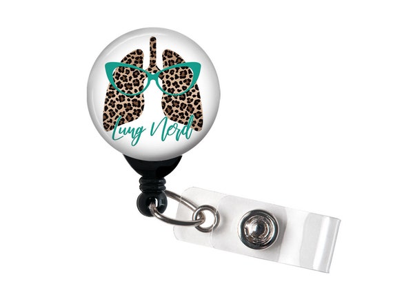 Retractable Badge Reel - Lung Nerd Floral or Cheetah - Badge Holder with Swivel Clip / RT / Respiratory Therapist / Respiratory Therapy