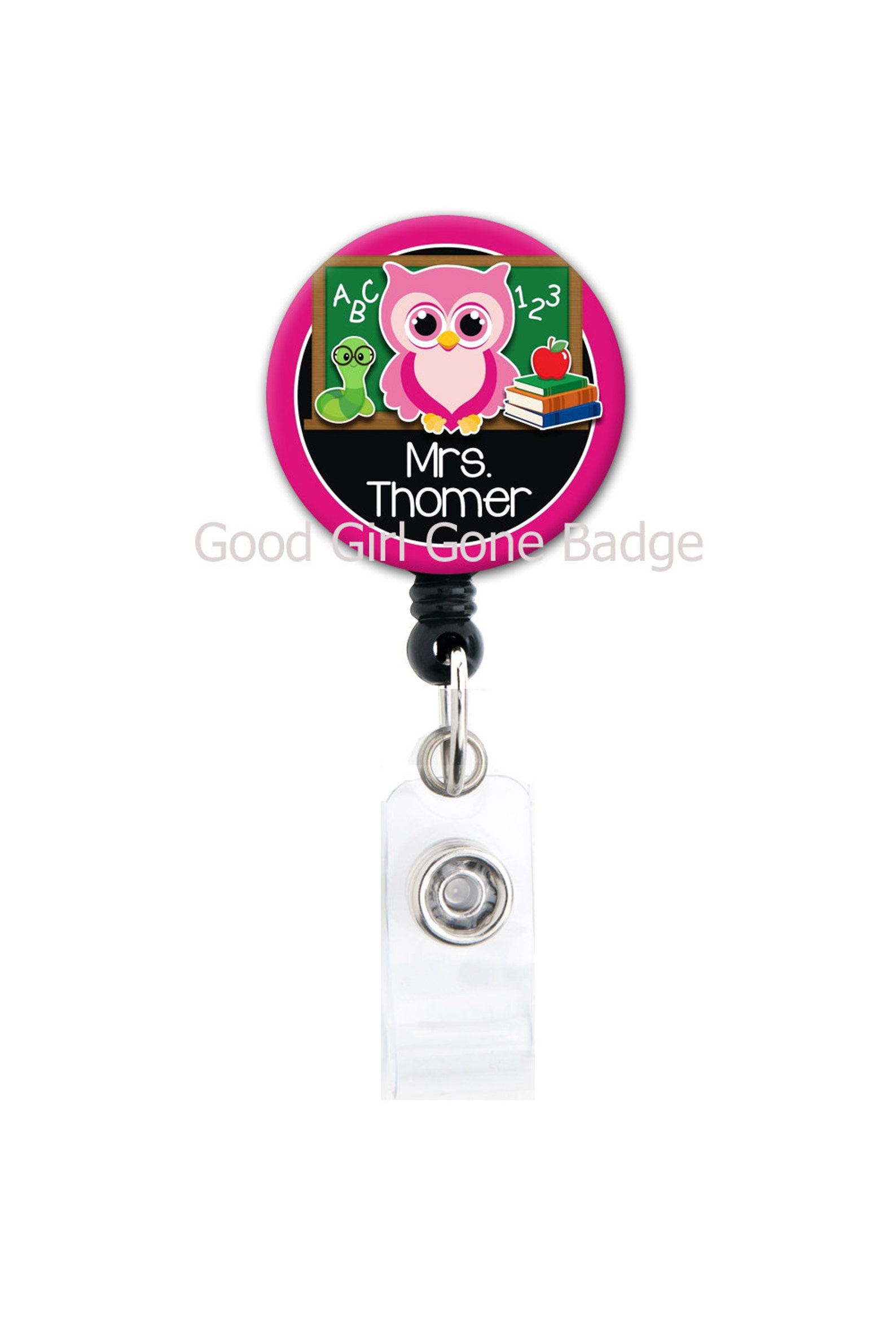 Retractable Badge Holder Owl Teacher Choice of Colors Etsy
