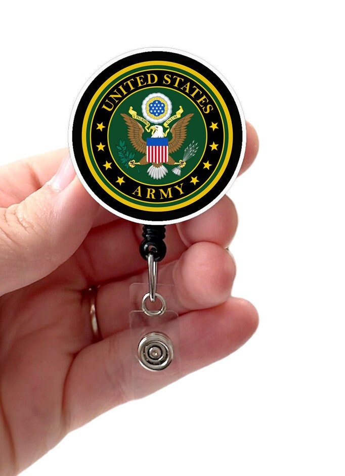 Army Acrylic Badge Reel, Badge Holder With Swivel Clip, Belt Clip