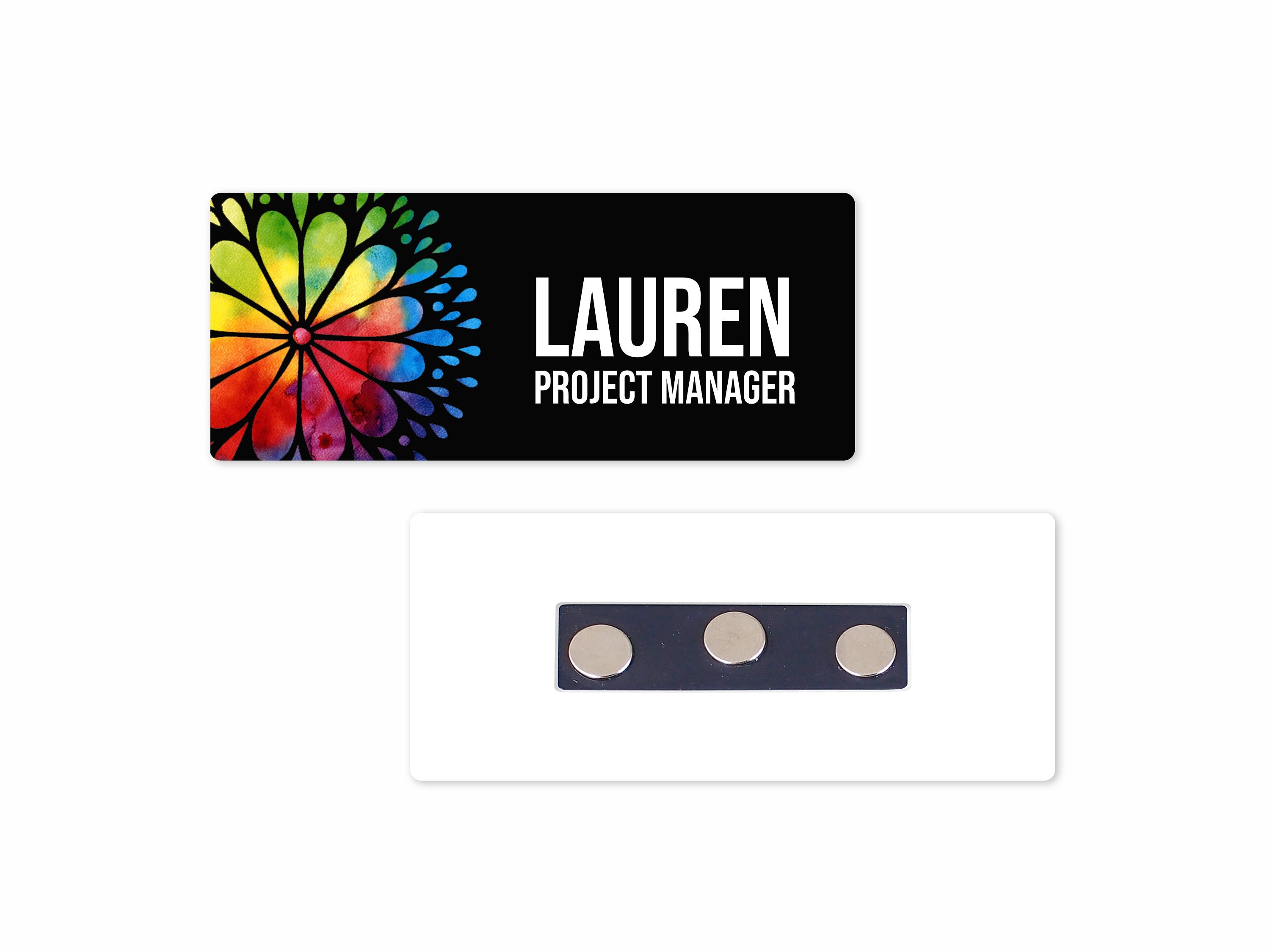 Personalized Magnetic Name Badge / Rainbow Mandala Black LGBTQ / Custom  Name Tag 1.25 X 3 Magnetic /preferred Pronouns, Rainbow Flag 