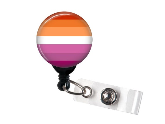 Retractable Badge Holder Lesbian Pride Flag LGBTQ Alligator Clip