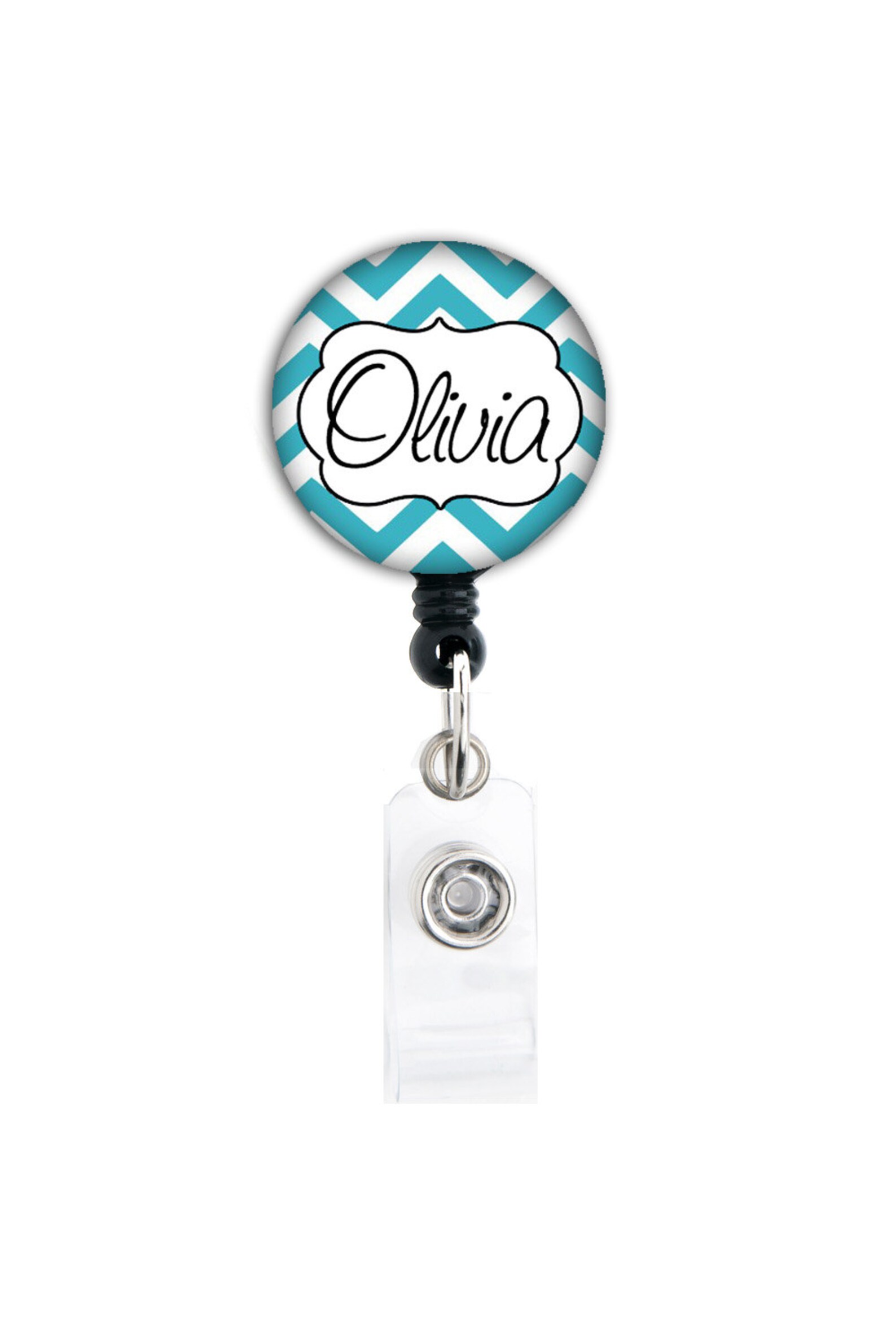 Badge Holder Personalized Name Chevron Choice of Colors Etsy