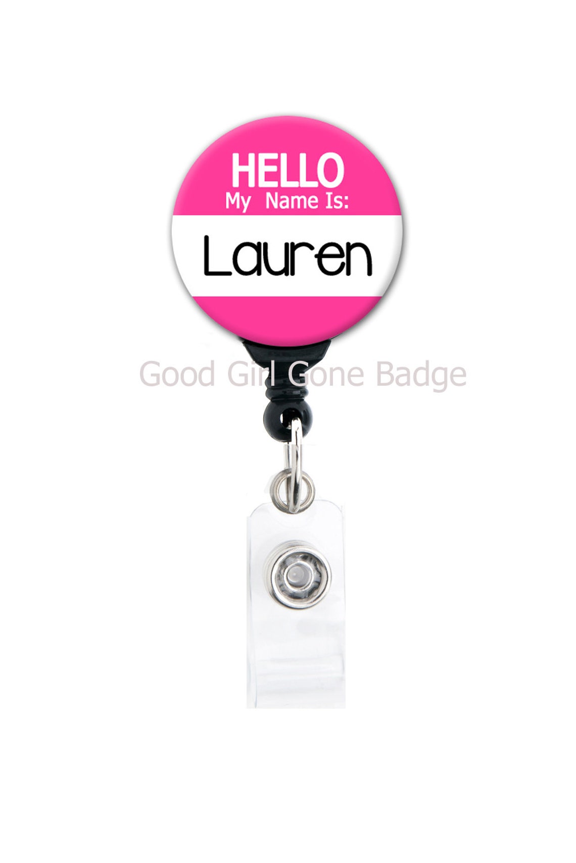 Retractable ID Badge Holder Personalized Hello My Name is Etsy