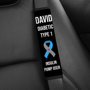 Type 1 Diabetes Seatbelt Cover - PERSONALIZED to Meet Your Needs, Seat Belt Cover, Medical Alert, Diabetic, Insulin Dependent