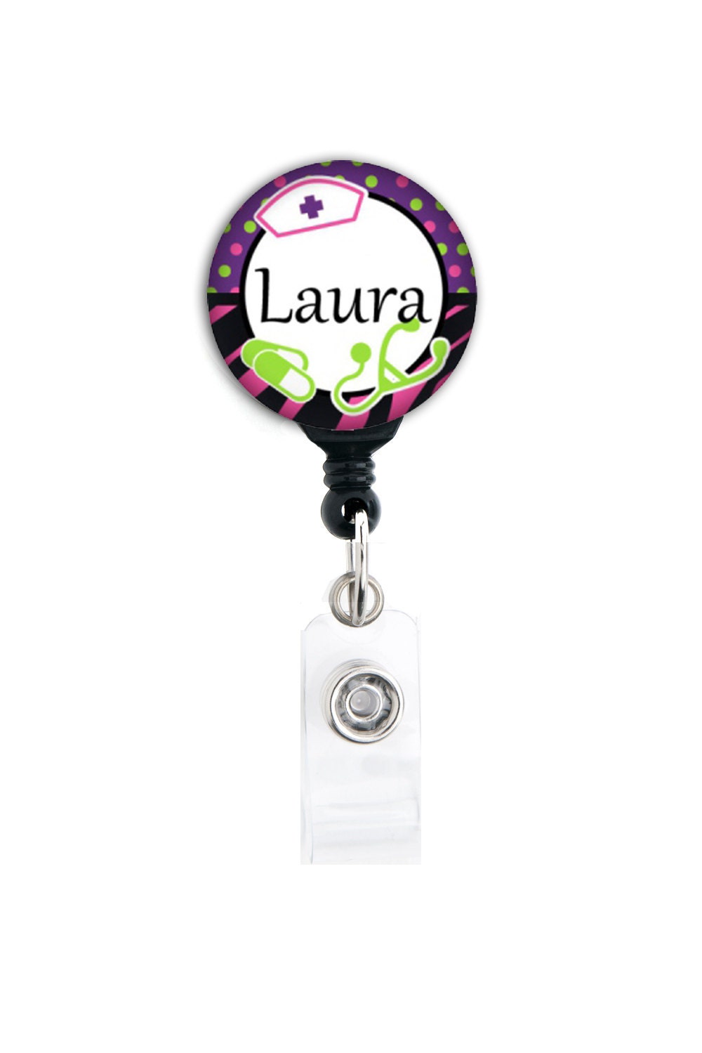 Retractable ID Badge Holder Personalized Name Nurse Theme Etsy
