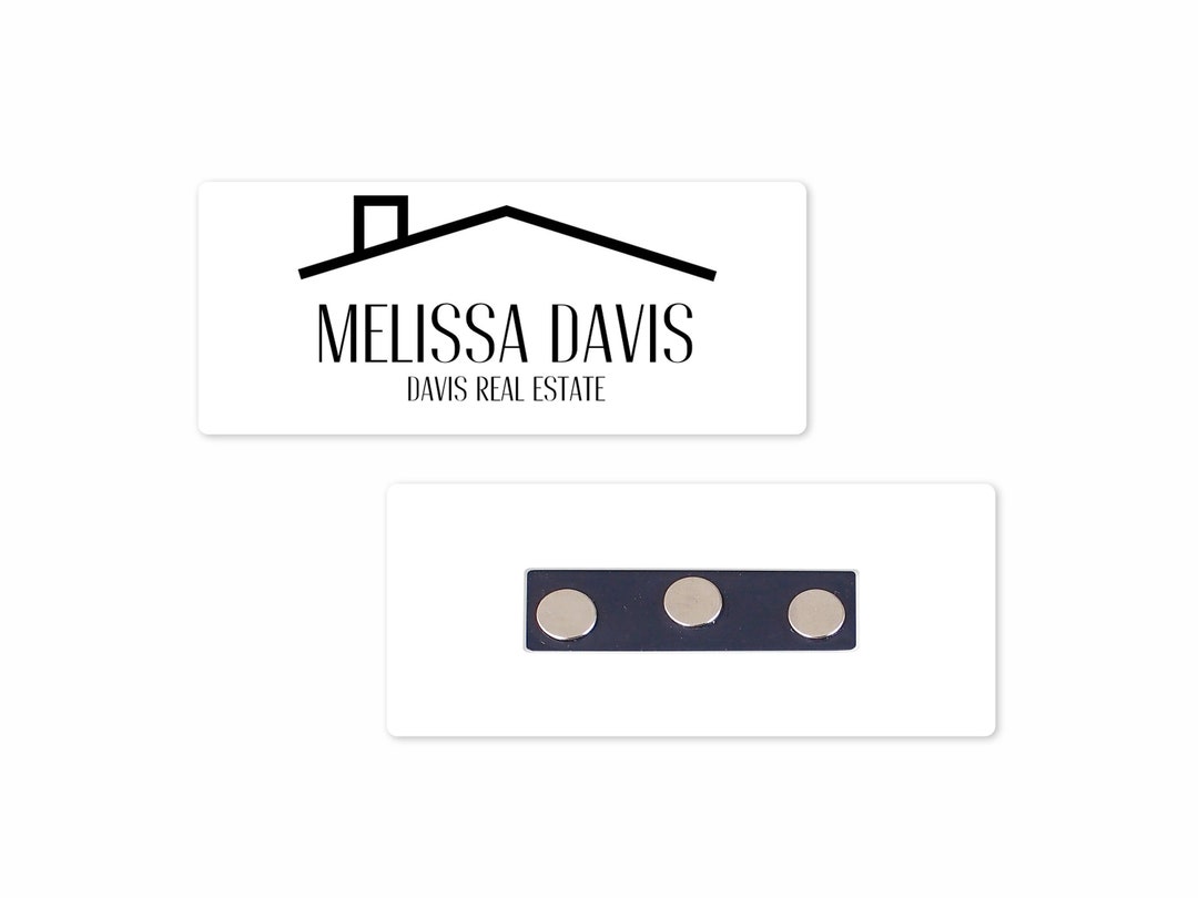 Personalized Name Badge / Real Estate Simple Roof Line Custom