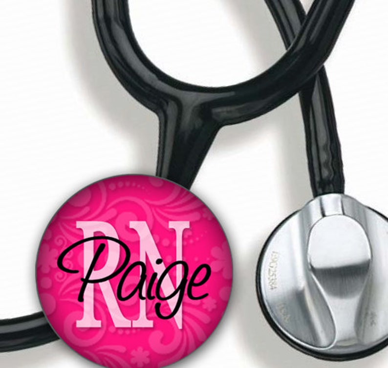 Stethoscope ID Tag Personalized Name Pink Textured RN LPN Etsy