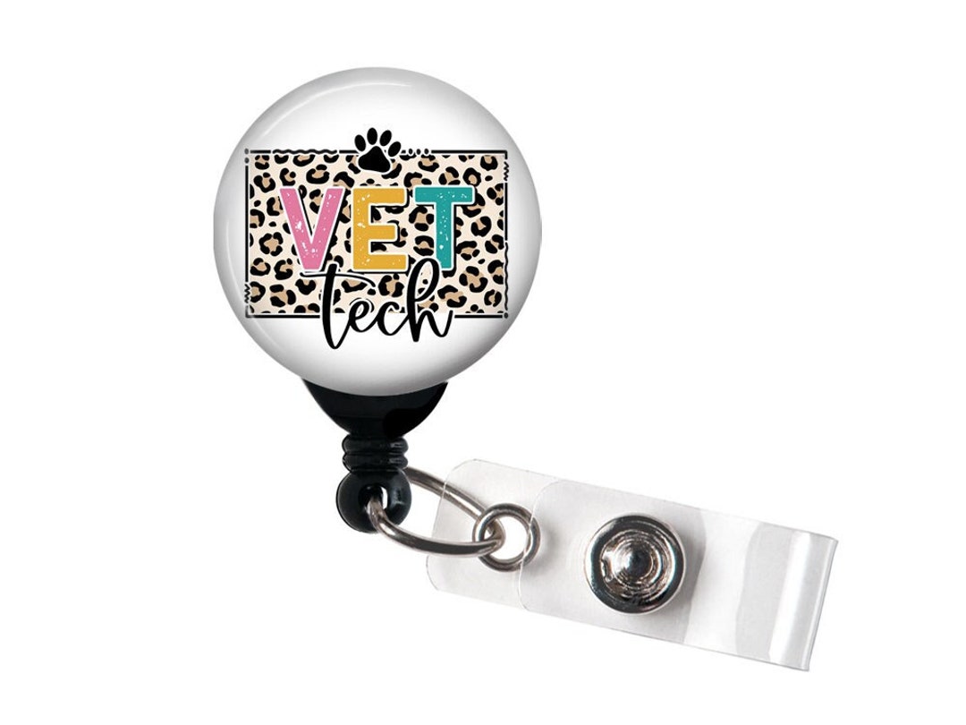 Vet Tech Badge Reel, Cheetah Retractable Badge Holder With Swivel