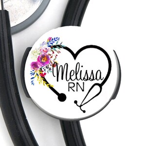 Stethoscope ID Tag - Floral RN Stethoscope - Steth Tag / ID Tag / Nurse Badge / Nurse Gift / Doctor Gift / Rhinestones