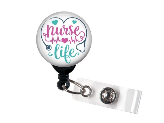 Retractable Badge Reel Nurse Life Teal Pink Badge Holder With