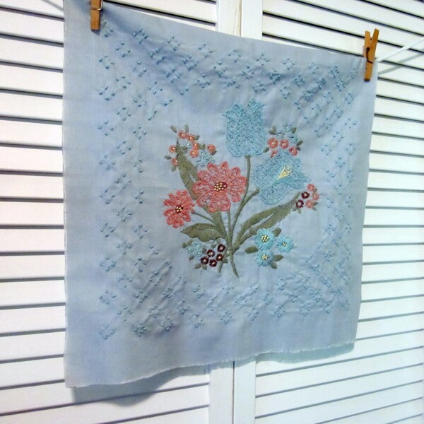 Craft Supplies - Hand Embroidered Fabric Panel