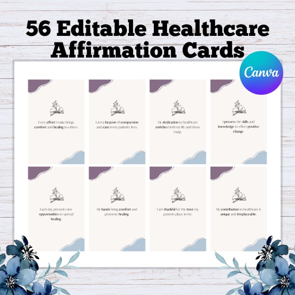 56 Healthcare Worker Affirmation Cards Set | INSTANT DOWNLOAD | Perfect Gift for Nurses, Medical Students, Doctors, or any Medical Provider