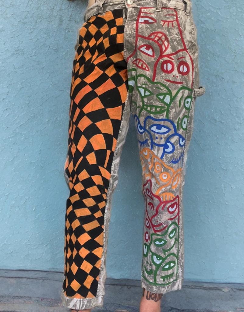 Y2k Painted Jeans - Etsy