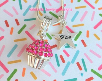 Girls birthday necklace, birthday necklace, cupcake necklace, wish star gift teen tween birthday gifts silver initial necklace PERSONALIZED