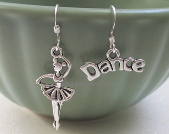 Prima, Ballerina earrings, sterling silver earrings, dance earrings, dance recital gift, ballet earrings, girls jewelry, dance gift, teen