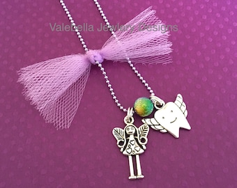 Necklace, Tooth Fairy, tooth fairy necklace, tooth fair gift, tooth fairy jewelry, dentist, jewelry,  hygienist gift, girl jewelry, keepsake