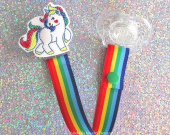 Pacifier Clip, Rainbow, Unicorn, Pacifier, Clip, Paci, Soother, Mam, Nook, Binky, dummy, toy keeper, Holder, new baby shower gift LOOPorSNAP