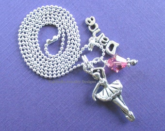 Prima, Ballerina necklace, dance necklace, dance recital gift, dancer charm necklace, girls jewelry, dance gift, ballet necklace, ballerina