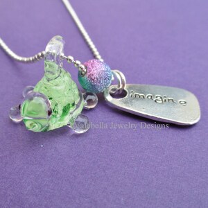 Turtle Necklace, Tortoise necklace, 3D, glow in the dark, jewelry, charm necklace, summer, beach, sea turtle, teen jewelry, girls necklace