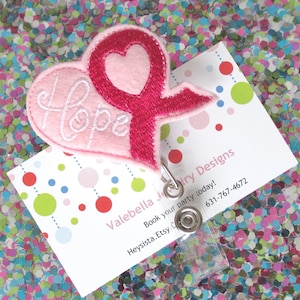 Badge Reel, Breast cancer awareness, ribbon, name badge, heart, ID badge, badge reel, retractable, doctor, nurse, Id holder, lanyard, gift