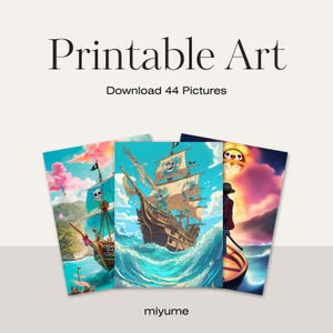 Art numérique inspiré de l'anime - Pirates, impression d'art numérique, décoration murale, affiche de manga, impression d'art fantastique, 44 images / générées par l'IA