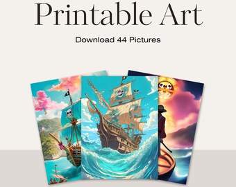 Anime Inspired digital art - Pirates, Digital Art Print, Wall Decor, Manga Poster, Fantasy Art Print, 44 Pictures/ Ai-generated