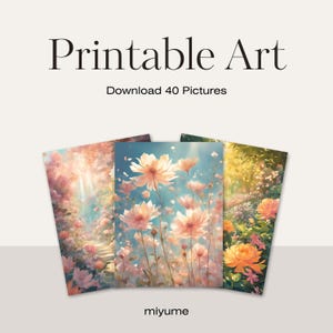 Cute Anime Flower Wall Art Set – 40 Aesthetic Digital Prints | Kawaii Floral Decor, Instant Download, AI-Generated Artwork