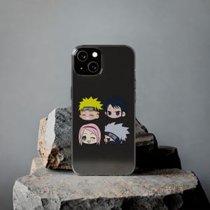 Anime lindo iPhone caso - Kawaii personaje de dibujos animados cubierta de teléfono de silicona transparente, protector de teléfono celular de estilo japonés, regalo Otaku, amante del manga