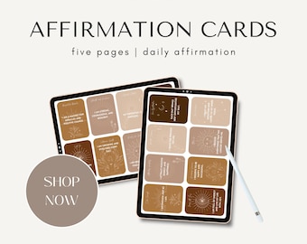 Printable Affirmation Cards Set | 40 Positive Mindset Cards | Self Care Motivation | Aesthetic Digital Download |Gratitude Manifestation