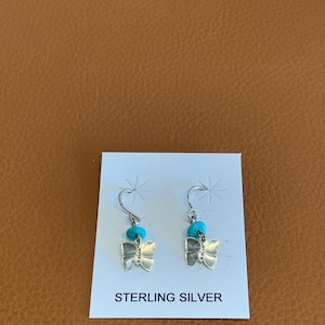 Handmade Turquoise Butterfly Shape Sterling Silver Earrings