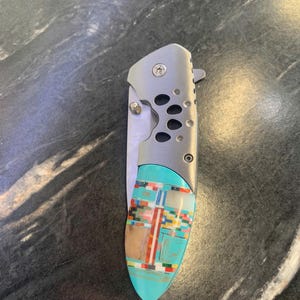 Medium Handmade Turquoise Inlay Stainless Steel Knife