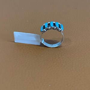 Size 7 Handmade Santa Fe Style Kingman Turquoise Sterling Silver Ring