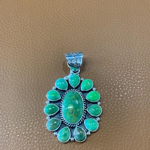 2 Inches Handmade Royston Turquoise Sterling Silver Pendant