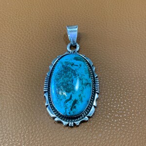 2 Inches Handmade Turquoise Sterling Silver Pendant