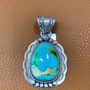 2 Zoll handgemachte Sonoran Türkis Sterling Silber Anhänger