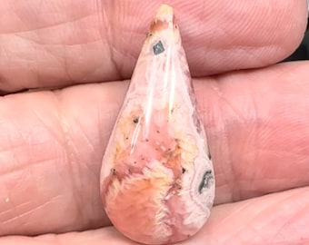 Rhodochrosite Teardrop Gemstone Cabochon (29x14x7mm)