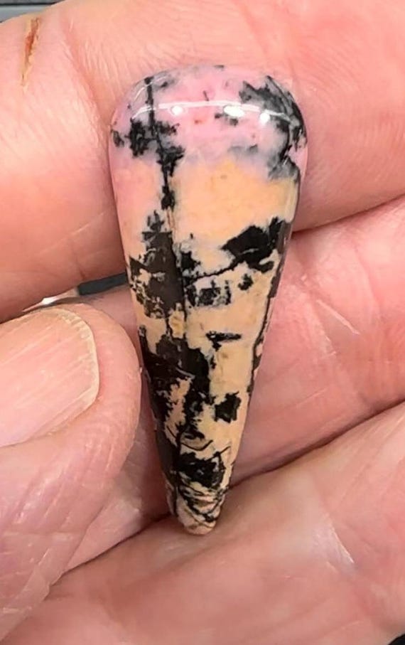 Rhodonite Gemstone Cabochon Natural Stone (35x13x4mm)