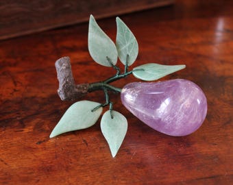 Vintage Mid Century Amethyst Carved Pear