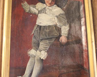 19th Century Oil Painting of Young Boy