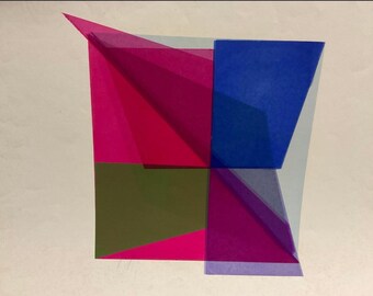 Abstract Lithographs (Set of 4), Vibrant Colors, Signed 6/15 (1976) 20"x26"
